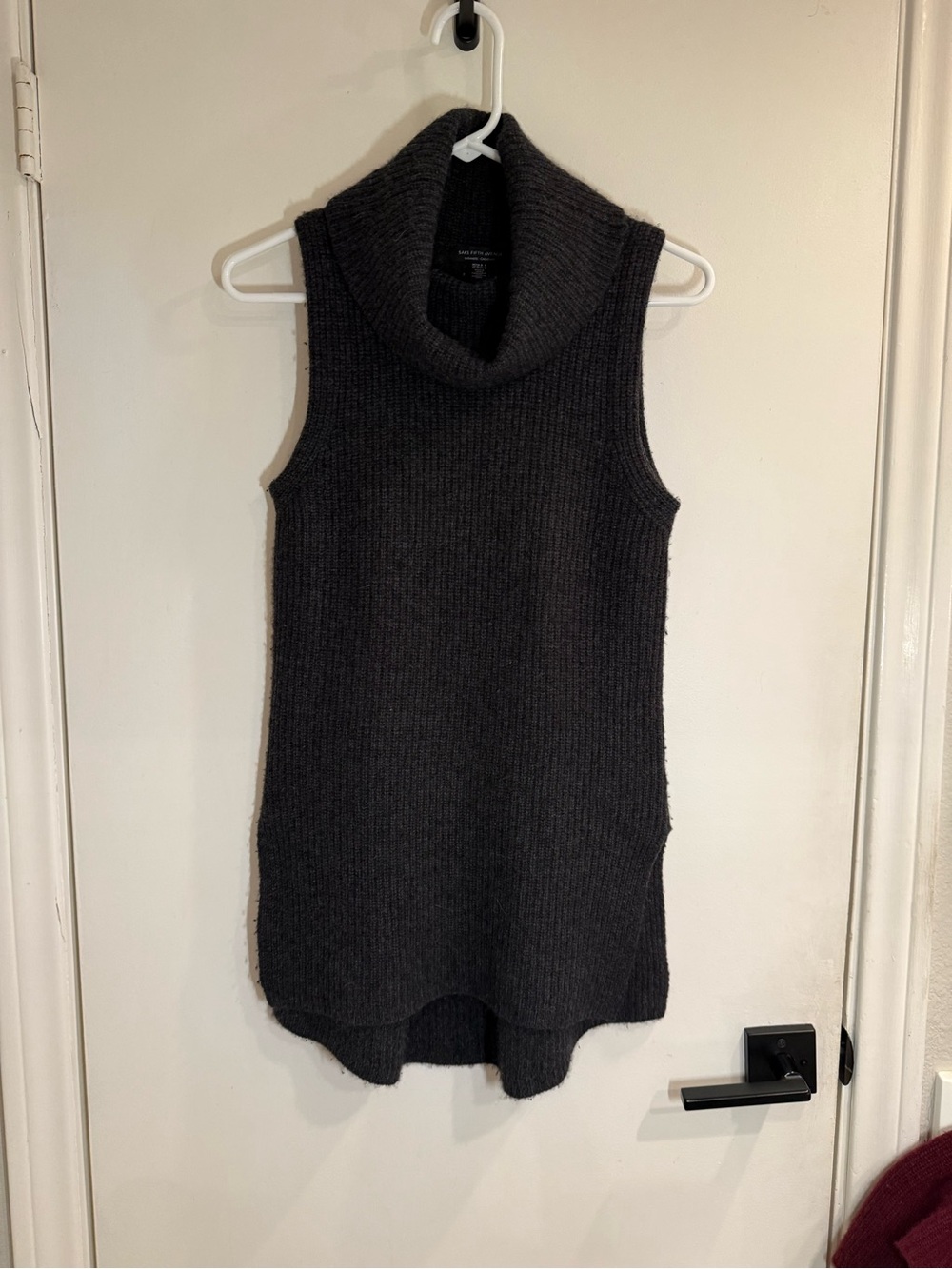 Saks Fifth Avenue 100% Cashmere Sleeveless Cowl Turtleneck Tunic